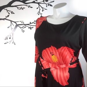 Sexy Diva Plus Size Maxi Hibiscus Coral Sleeve Floral Dress